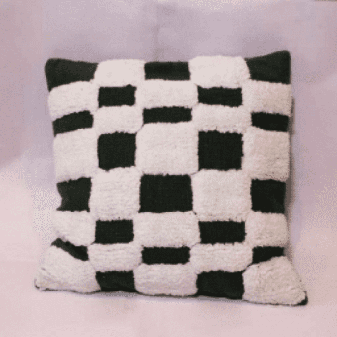 Checkered Chic Tufted Cushion Cover