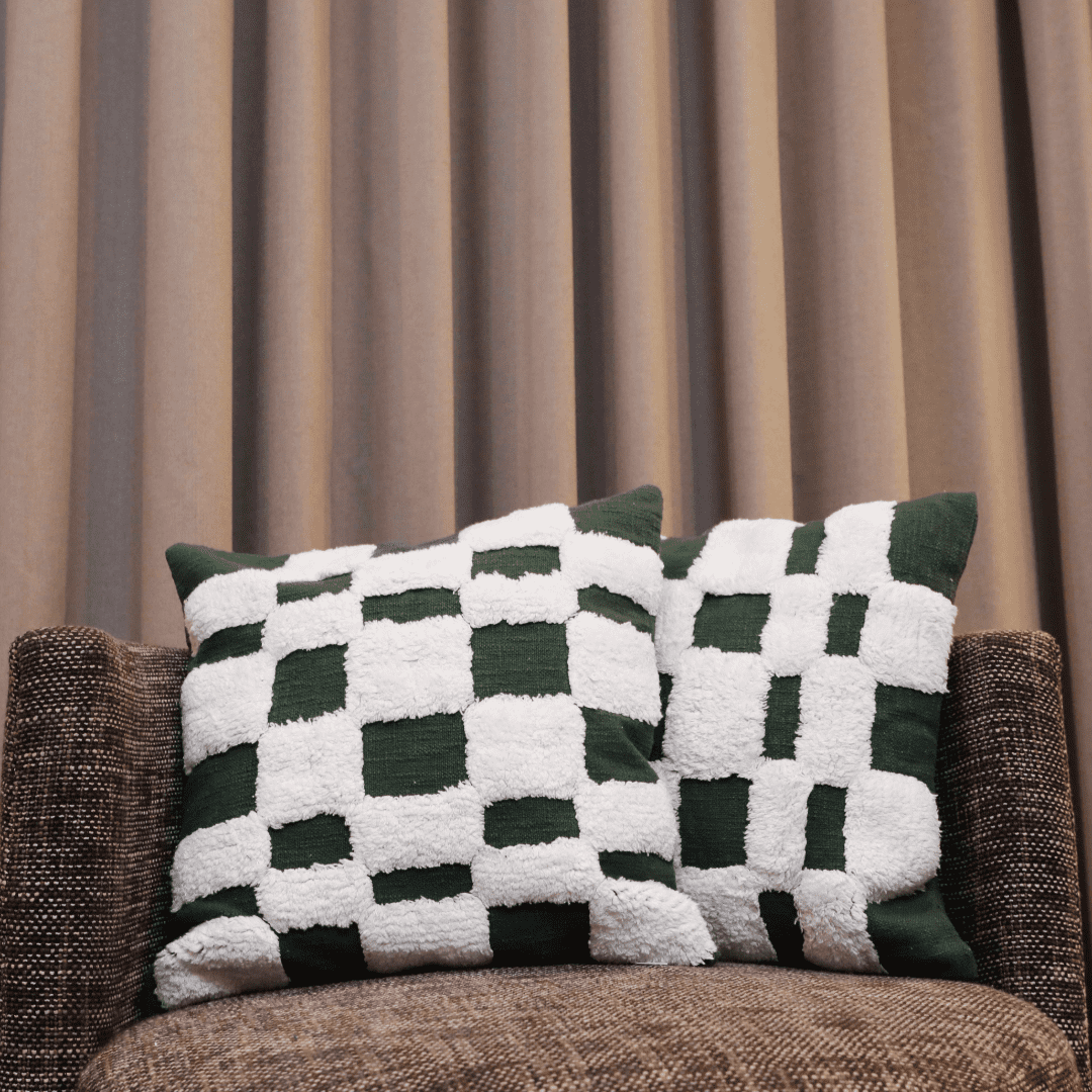 Checkered Chic Tufted Cushion Cover