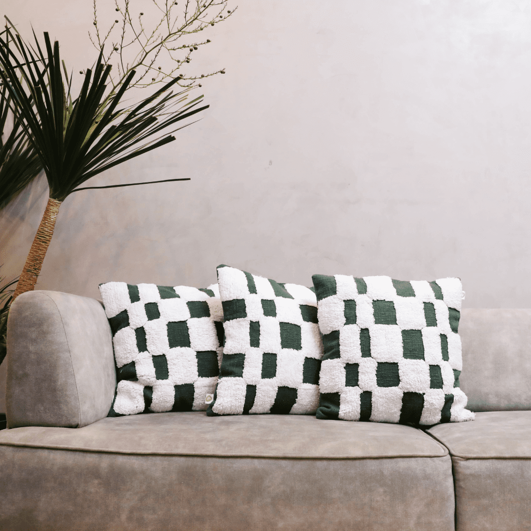 Checkered Chic Tufted Cushion Cover