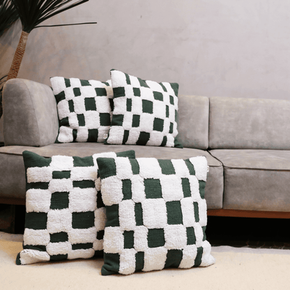 Checkered Chic Tufted Cushion Cover