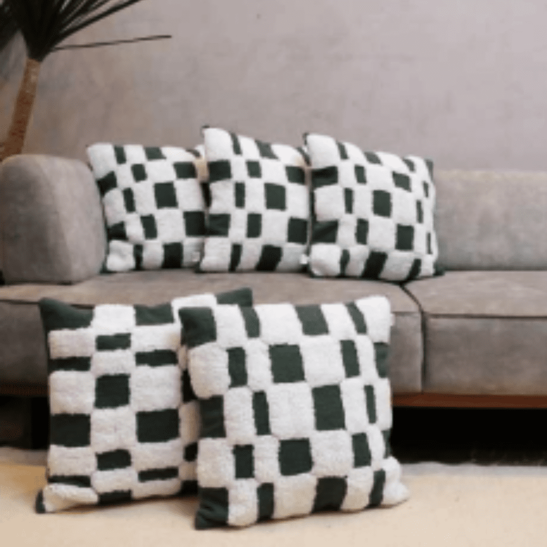 Checkered Chic Tufted Cushion Cover