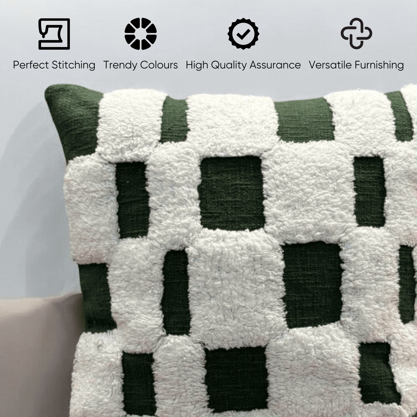 Checkered Chic Tufted Cushion Cover