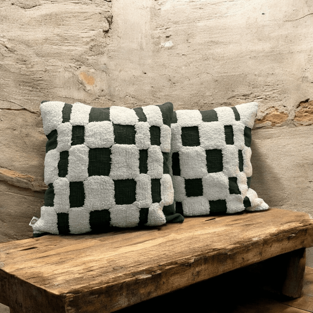 Checkered Chic Tufted Cushion Cover