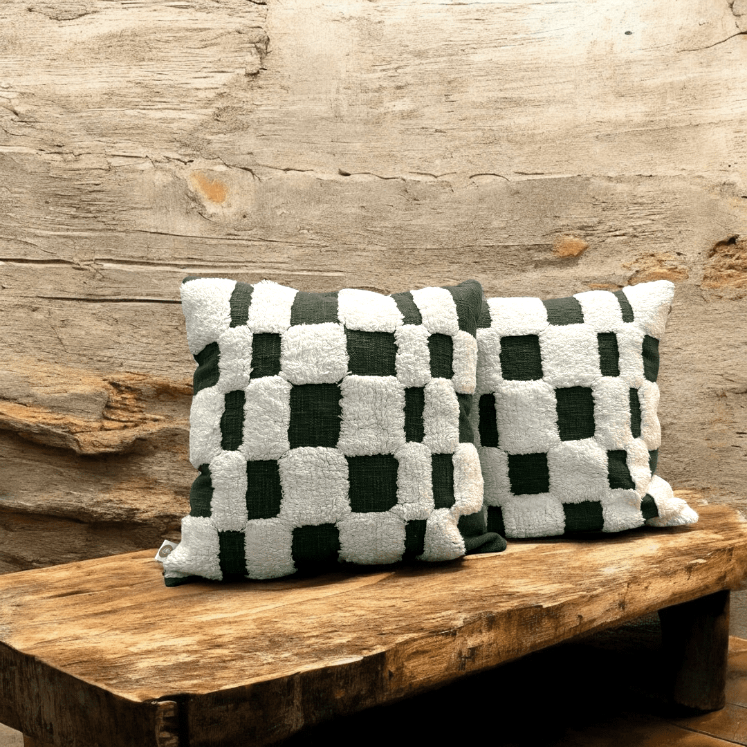 Checkered Chic Tufted Cushion Cover