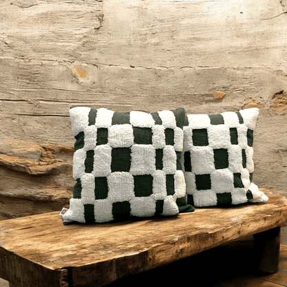 Checkered Chic Tufted Cushion Cover