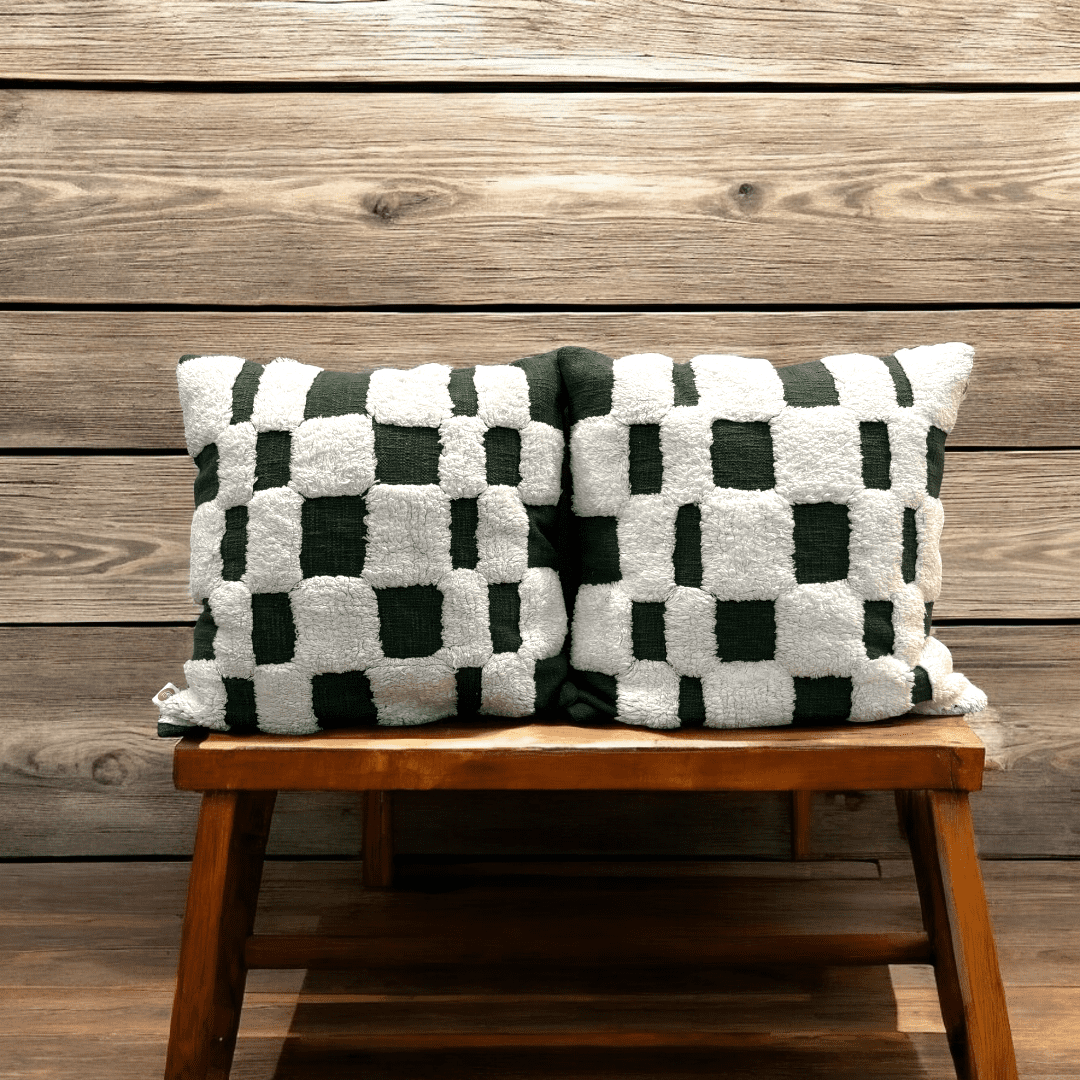 Checkered Chic Tufted Cushion Cover