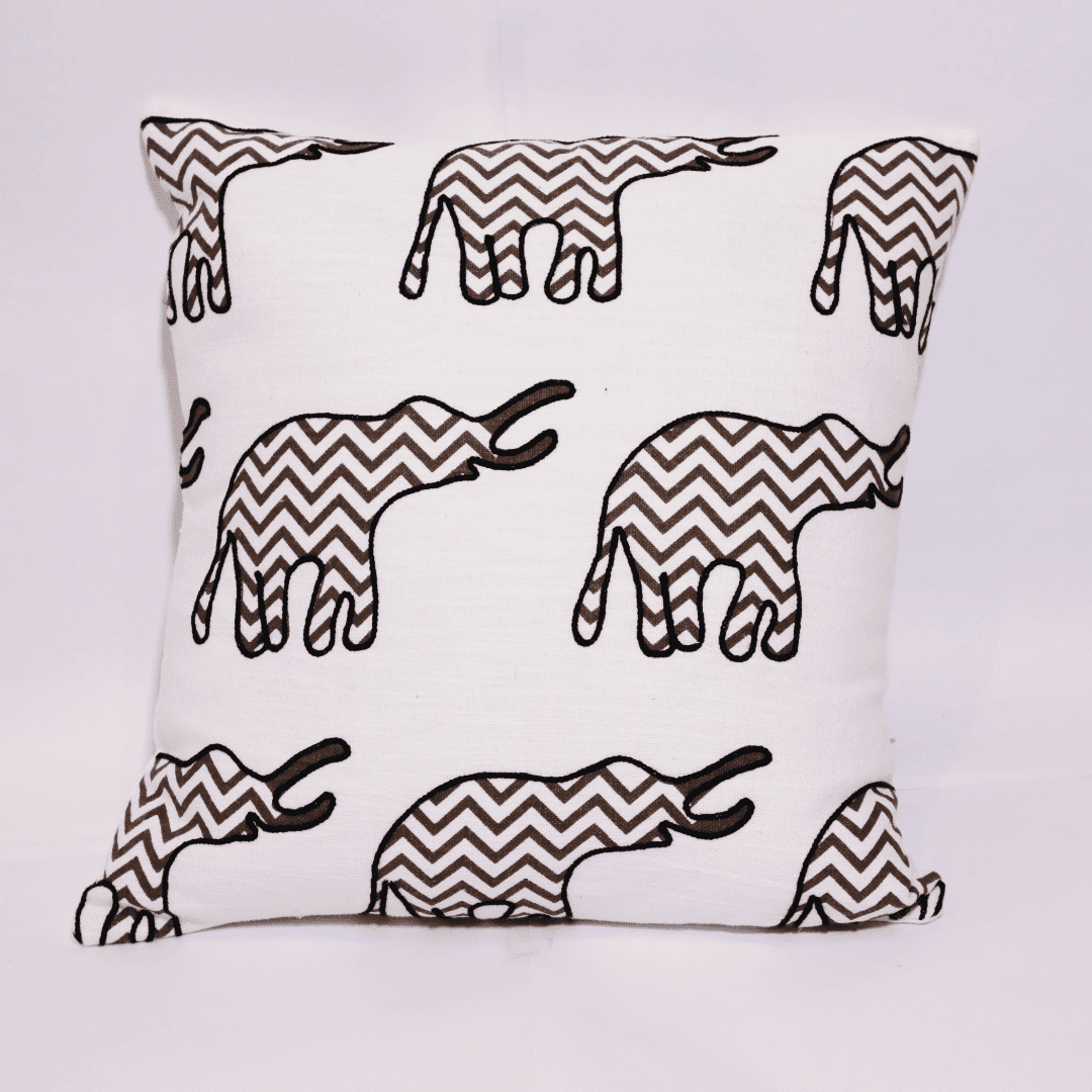 Chevron Elephant Embroidered Cushion Cover