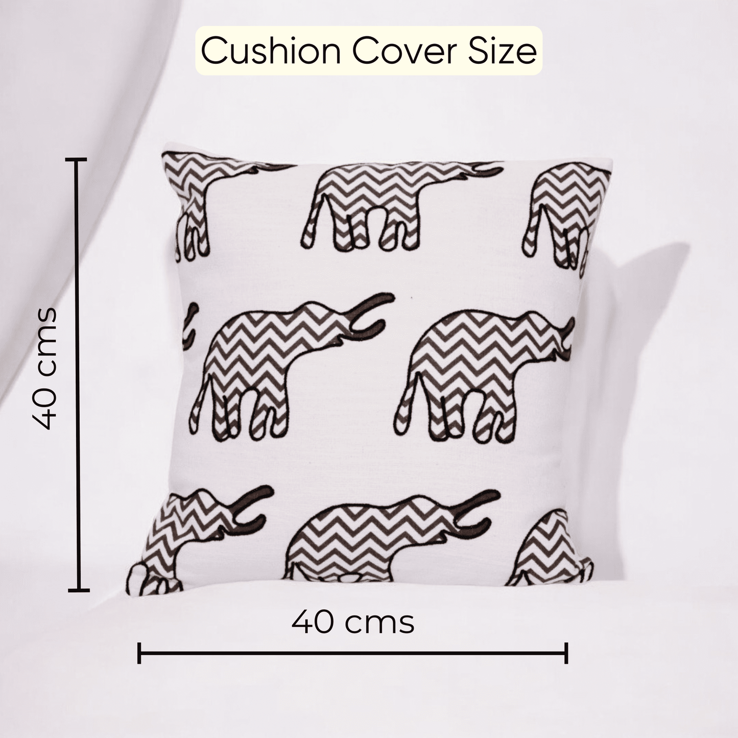 Chevron Elephant Embroidered Cushion Cover