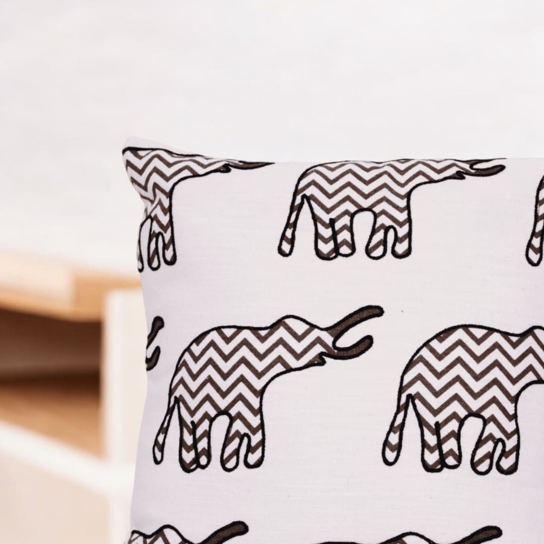 Chevron Elephant Embroidered Cushion Cover