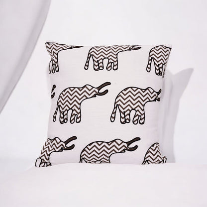 Chevron Elephant Embroidered Cushion Cover