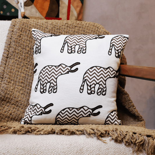 Chevron Elephant Embroidered Cushion Cover