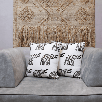 Chevron Elephant Embroidered Cushion Cover