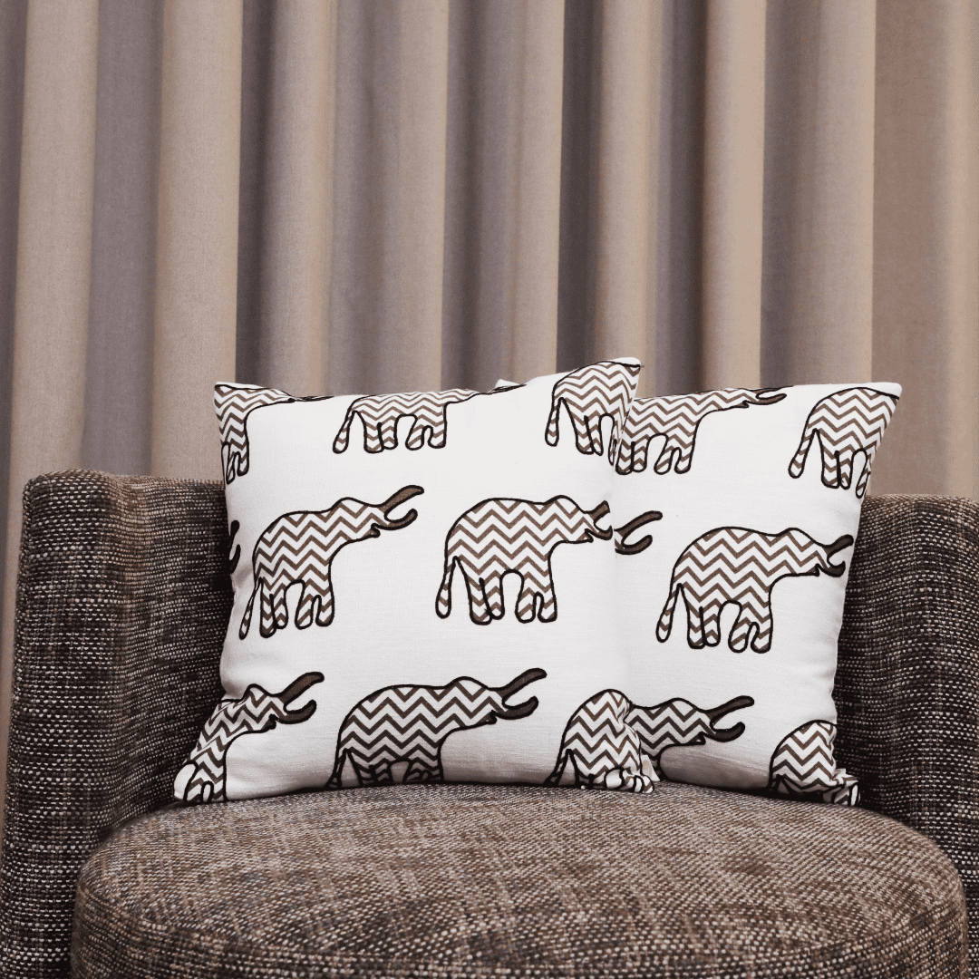 Chevron Elephant Embroidered Cushion Cover