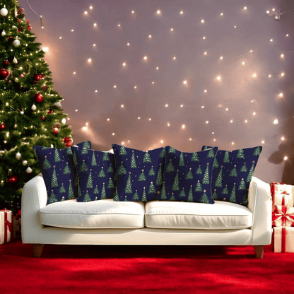 Christmas Trees Velvet Chirstmas Cushion Cover Set of 5