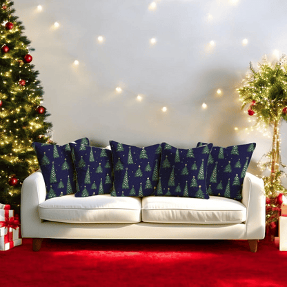 Christmas Trees Velvet Chirstmas Cushion Cover Set of 5