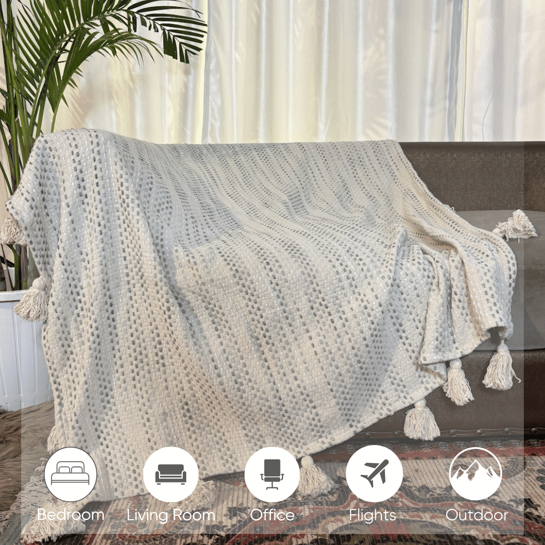 Classic Knit Ivory Sofa Throw