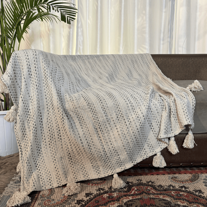 Classic Knit Ivory Sofa Throw