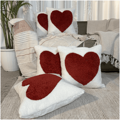 Classic Red Heart Tufted Valentine's Cushion Cover