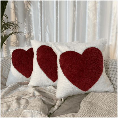 Classic Red Heart Tufted Valentine's Cushion Cover