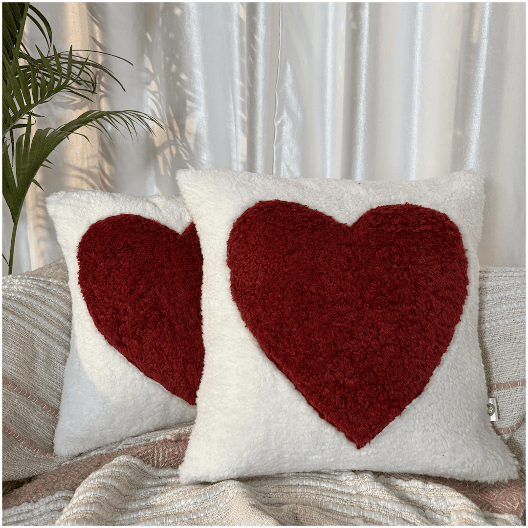 Classic Red Heart Tufted Valentine's Cushion Cover