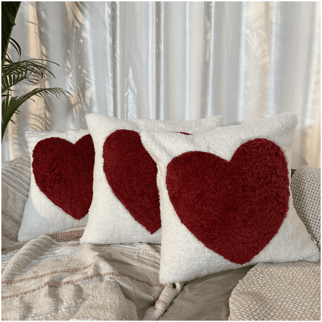 Classic Red Heart Tufted Valentine's Cushion Cover