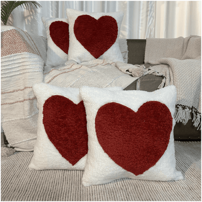 Classic Red Heart Tufted Valentine's Cushion Cover