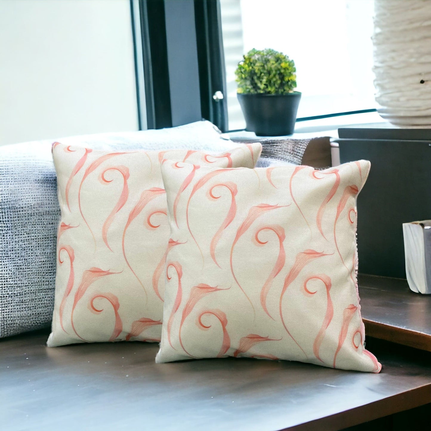 Coral Curls Cushion Cover