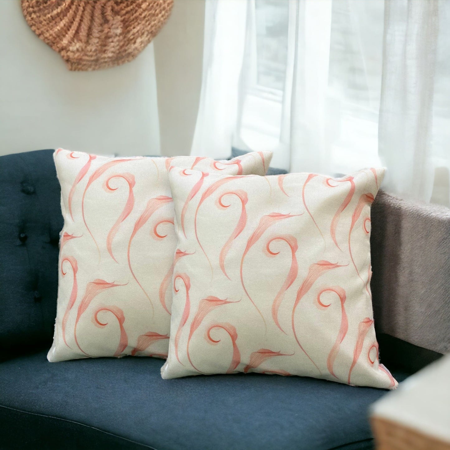 Coral Curls Cushion Cover