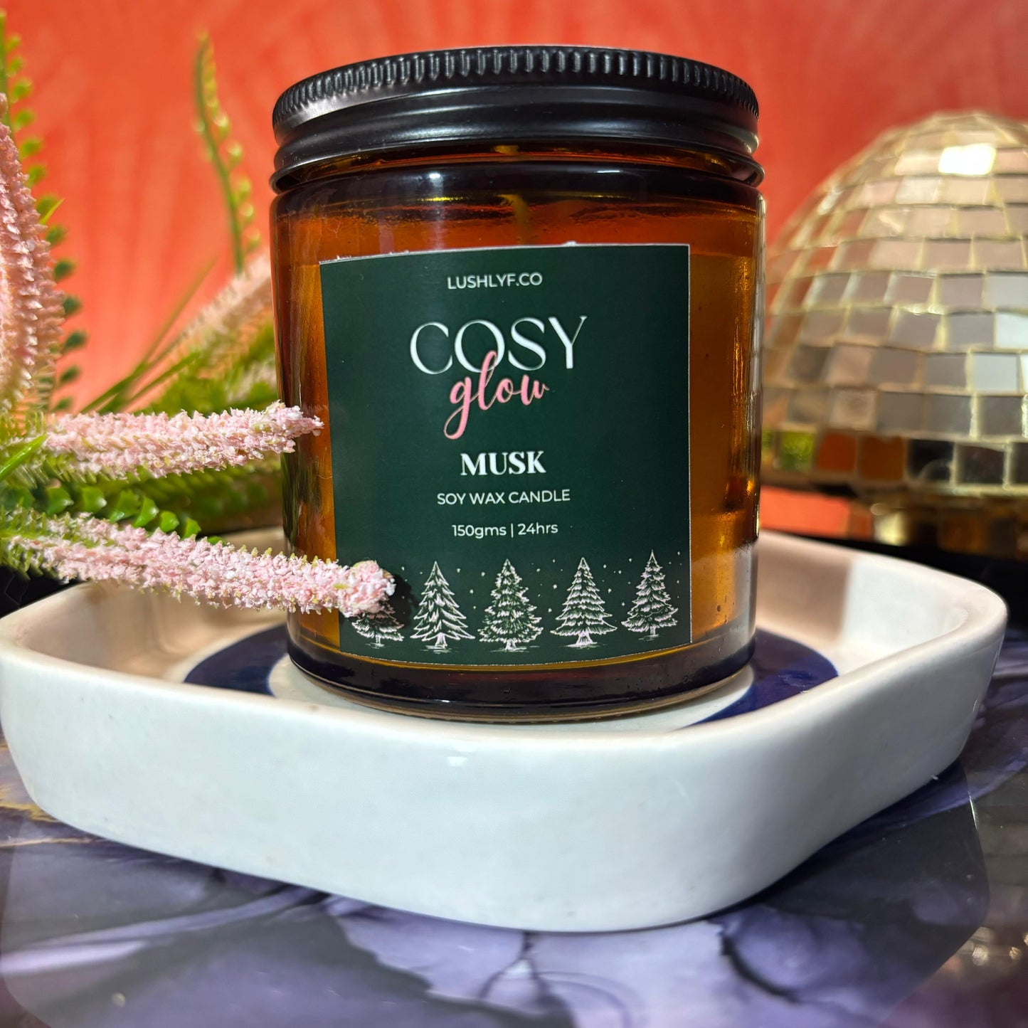 Cosy Glow Musk Glass Jar Soy Wax Candle - Christmas Candle