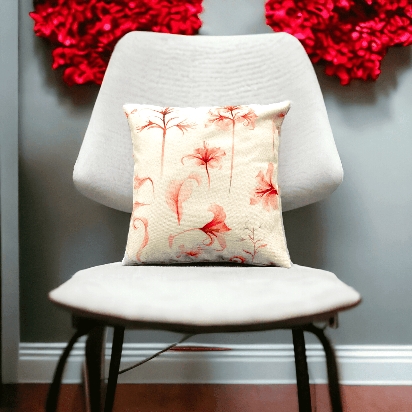 Crimson Bloom Cushion Cover
