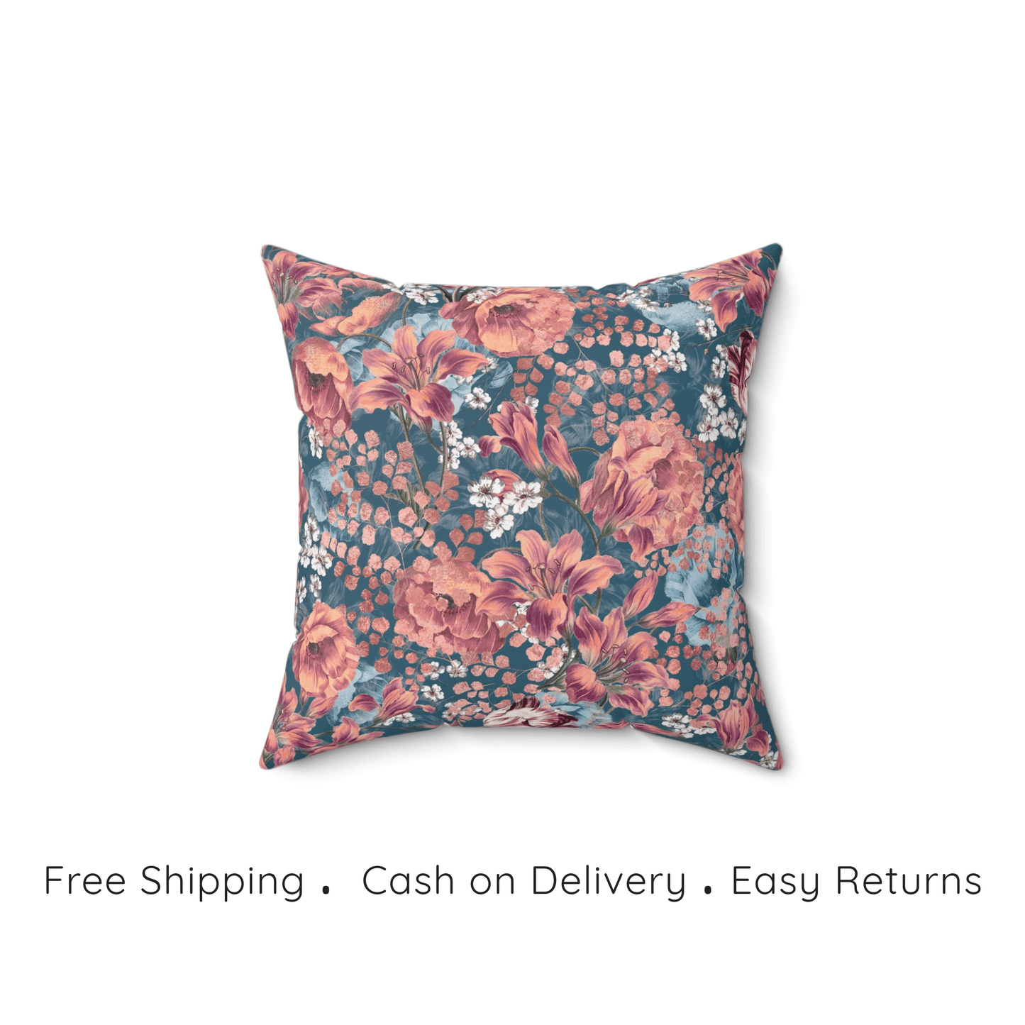 Crimson Blossom Velvet Cushion Cover