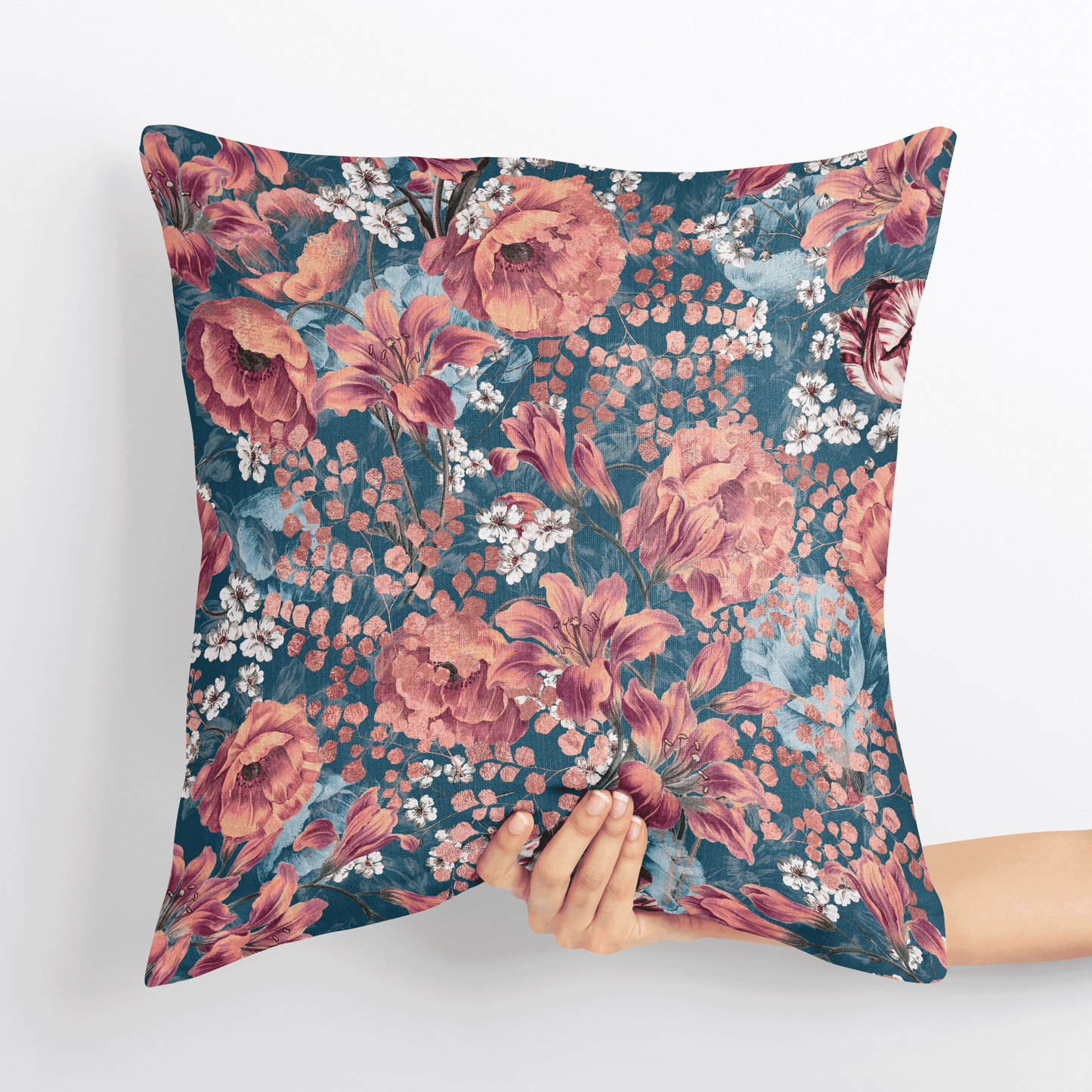 Crimson Blossom Velvet Cushion Cover