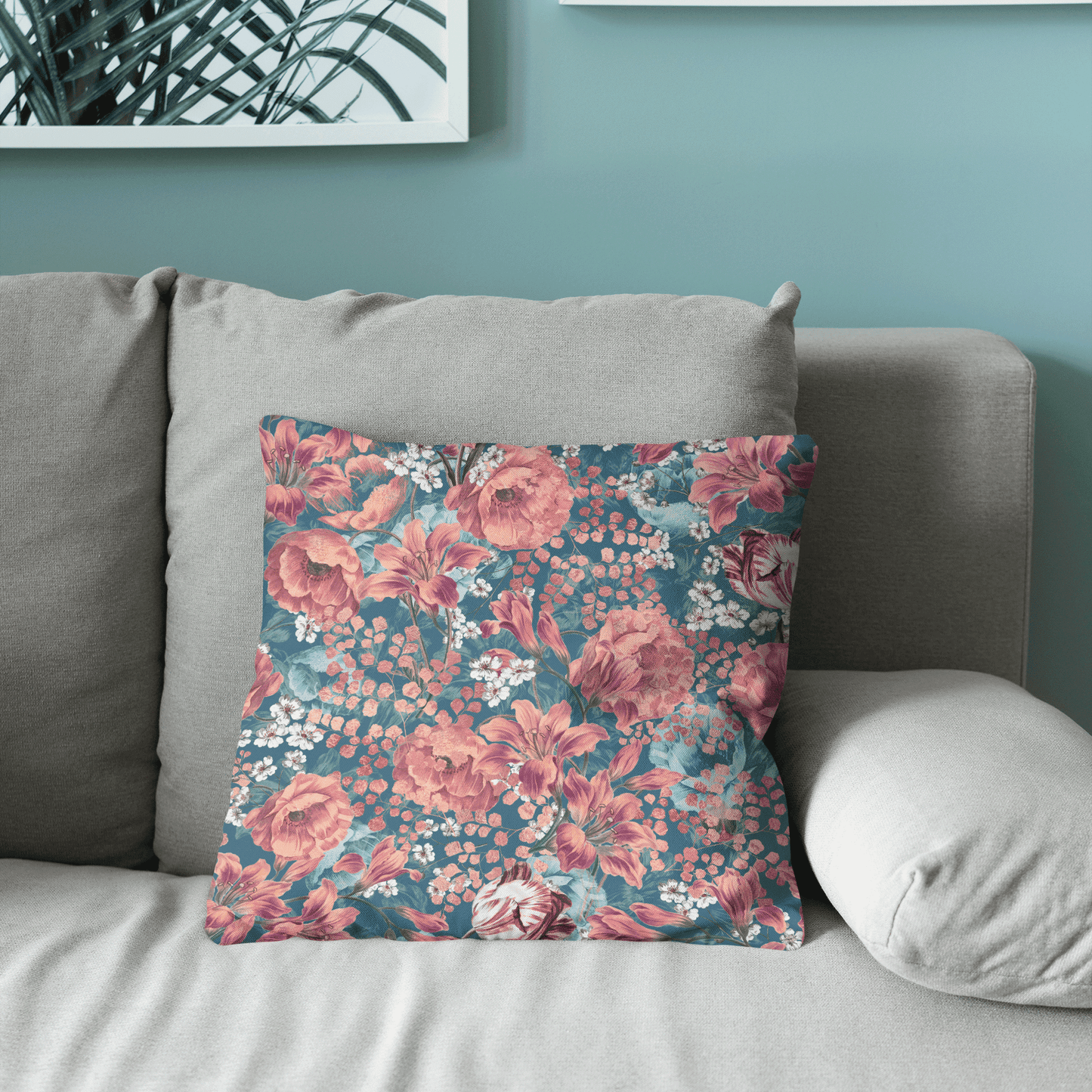 Crimson Blossom Velvet Cushion Cover