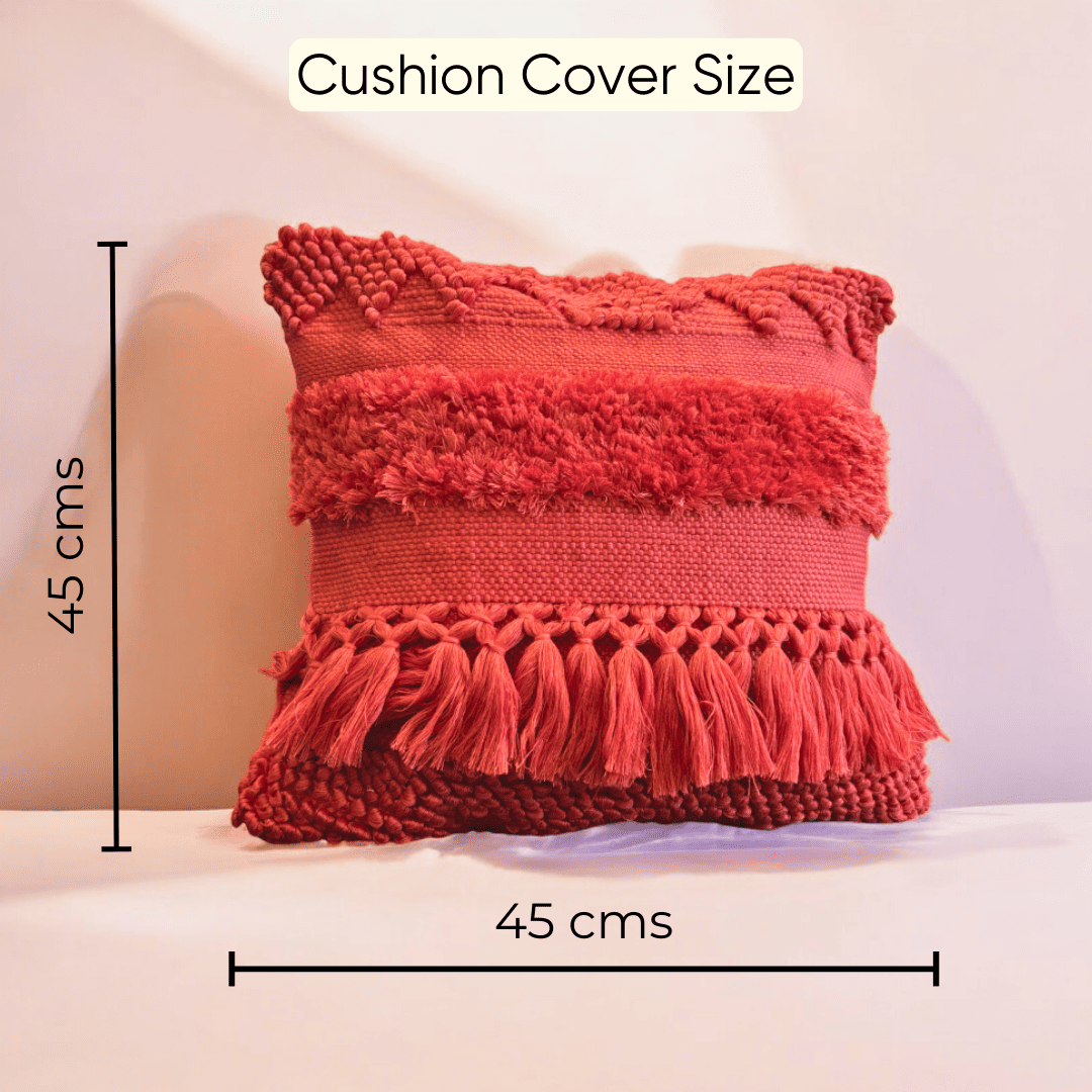 Crimson Charm Tufted Cushion Cover