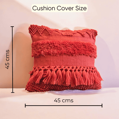 Crimson Charm Tufted Cushion Cover - Set of 5