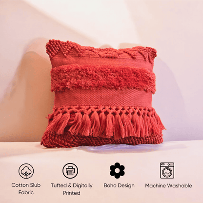 Crimson Charm Tufted Cushion Cover - Set of 5