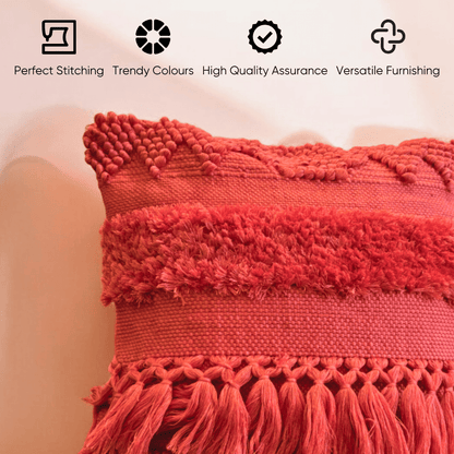 Crimson Charm Tufted Cushion Cover