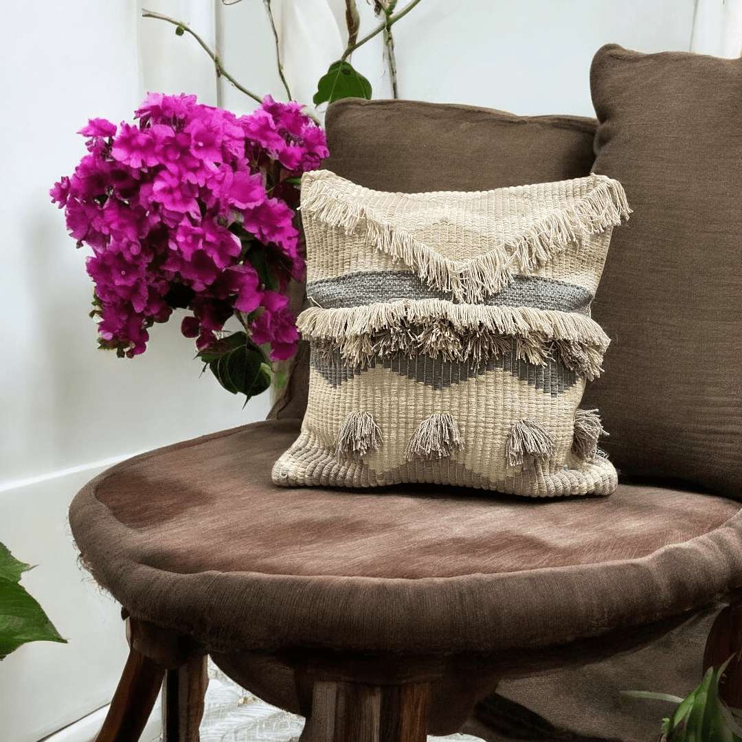 Earthy Waves Tufted Cushion Cover