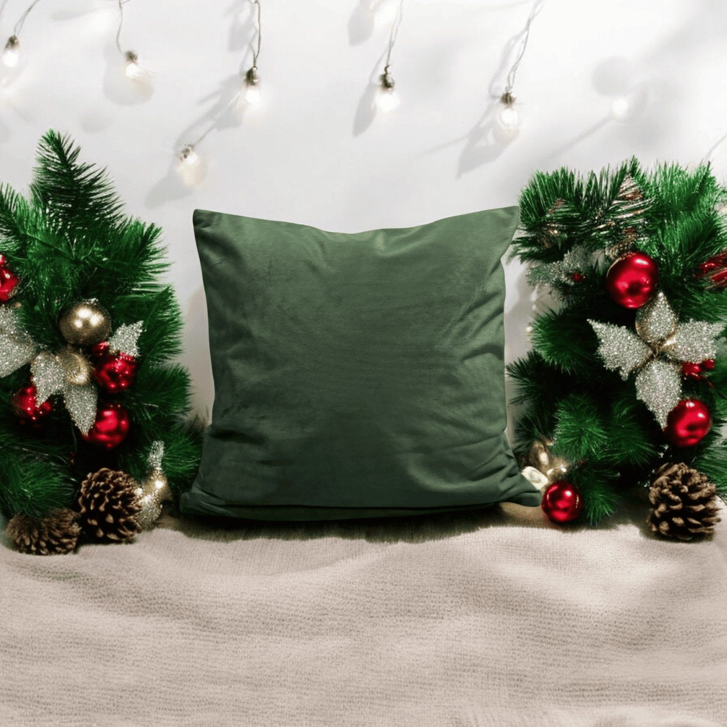 Evergreen Velvet Christmas Cushion Cover Set of 2