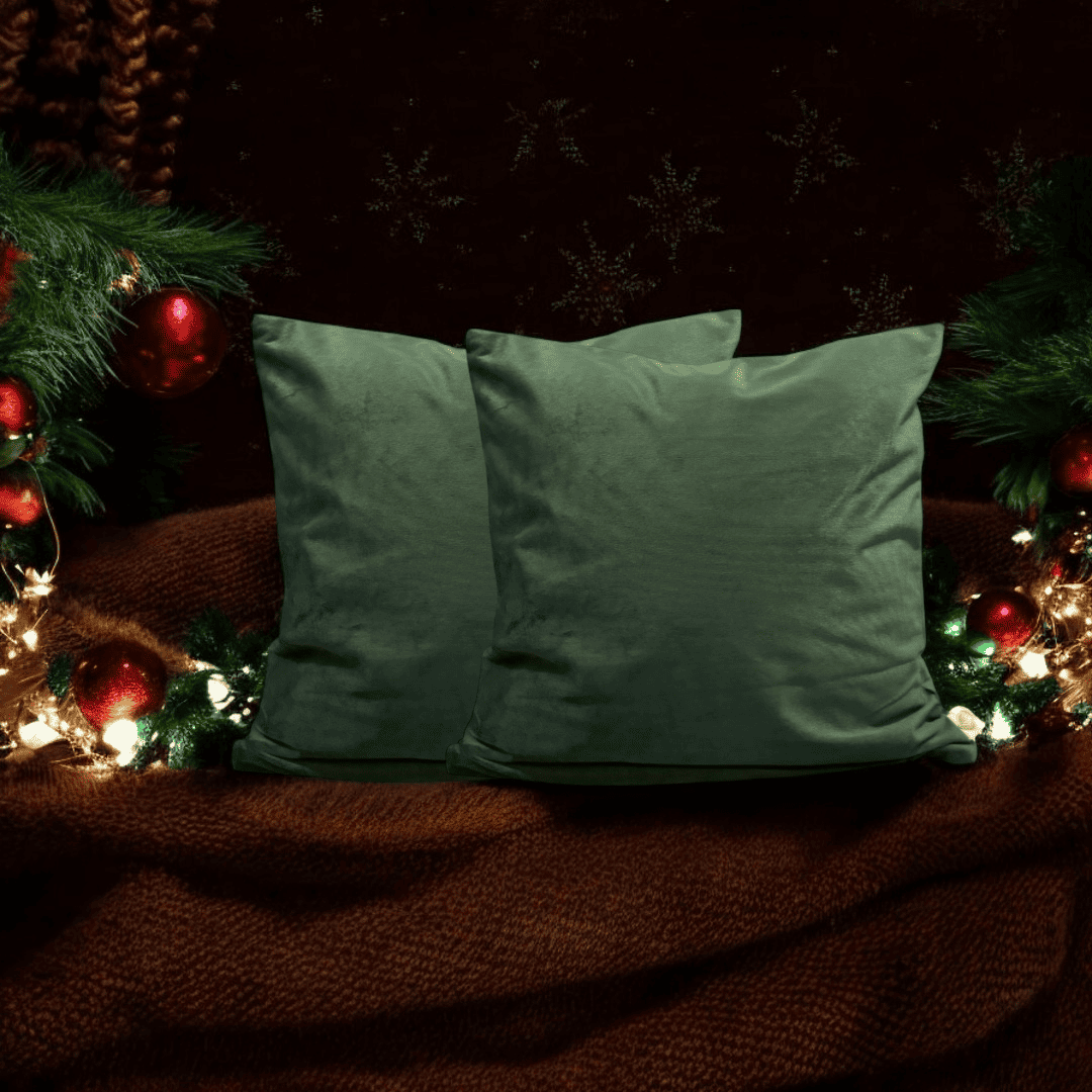 Evergreen Velvet Christmas Cushion Cover Set of 2