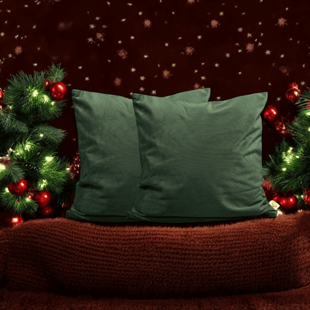 Evergreen Velvet Christmas Cushion Cover Set of 2