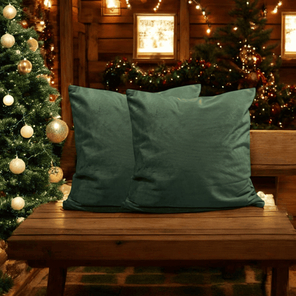 Evergreen Velvet Christmas Cushion Cover Set of 2