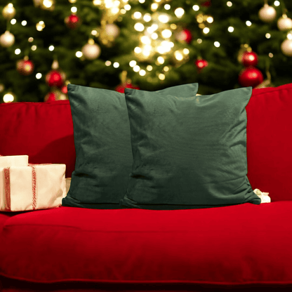 Evergreen Velvet Christmas Cushion Cover Set of 2