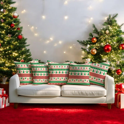 Festive Cheer Velvet Christmas Cushion Cover Set of 5