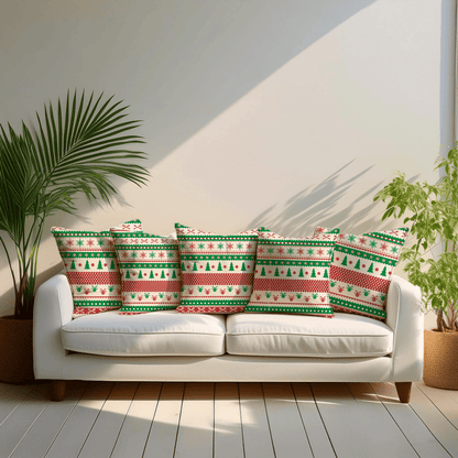 Festive Cheer Velvet Christmas Cushion Cover Set of 5