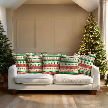 Festive Cheer Velvet Christmas Cushion Cover Set of 5