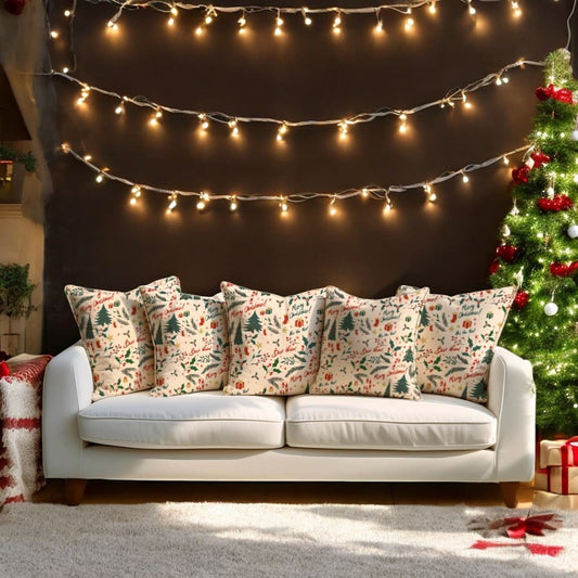 Festive Greetings Velvet Christmas Cushion Cover Set of 5