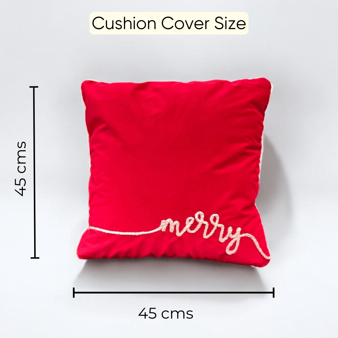 Festive Merry Velvet Christmas Cushion Cover