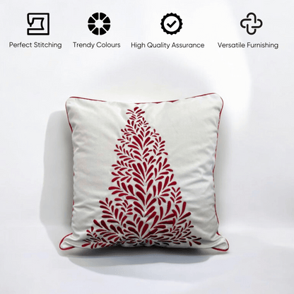 Festive Red Tree Tufted Christmas Cushion Cover