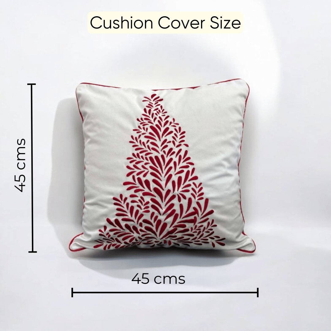 Festive Red Tree Tufted Christmas Cushion Cover